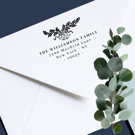 Vintage Christmas Bells Botanical Return Address Gummistempel