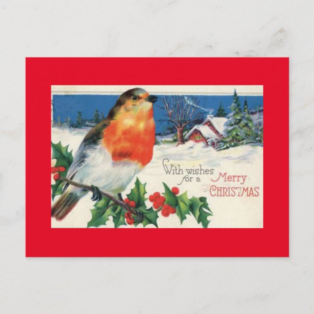 Vintage Christmas Bird Feiertagspostkarte (Vorderseite)