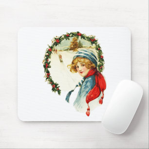 Vintage Christmas Boy Mousepad