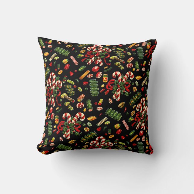 Vintage Christmas Candy Cane Pillow Kissen (Vorderseite)