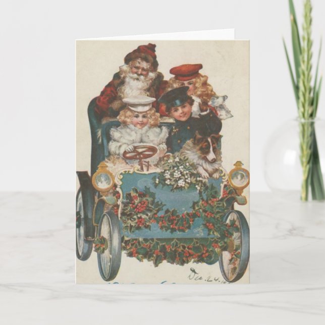 Vintage Christmas Car Feiertagskarte (Vorderseite)