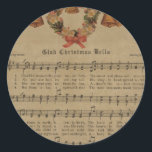 Vintage Christmas Carol Music Sheet Runder Aufkleber<br><div class="desc">This is hat gorgeous vintage holiday pattern that's  perfekt for holiday decr and ohrts.</div>
