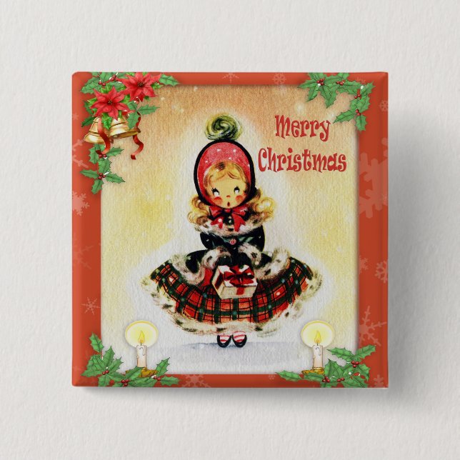 Vintage Christmas Caroler Button (Vorderseite)