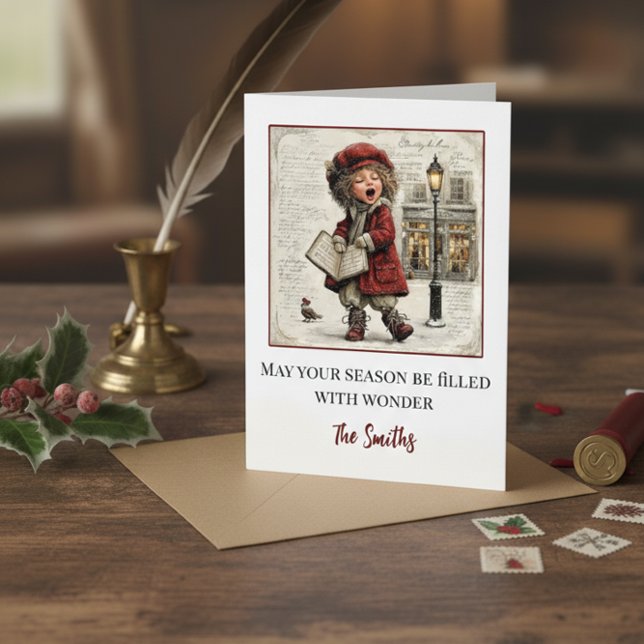 Vintage Christmas Caroler Holiday Card Feiertagskarte (Von Creator hochgeladen)