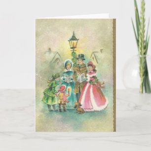Vintage Christmas Carolers Feiertagskarte