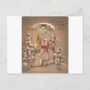 Vintage Christmas Carolers Feiertagspostkarte