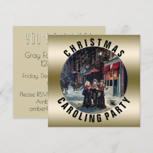 Vintage Christmas Caroling Party   Gold Viktoriani Einladung