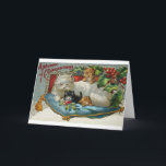 Vintage Christmas Cats Greeting Card Feiertagskarte<br><div class="desc">Vintage / Retro / Victorian Christmas card.  A Merry Christmas!  Mother cat with her kittens!</div>