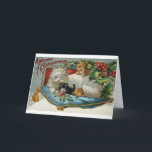 Vintage Christmas Cats Greeting Card Feiertagskarte<br><div class="desc">Vintage / Retro / Victorian Christmas card.  A Merry Christmas!  Mother cat with her kittens!</div>