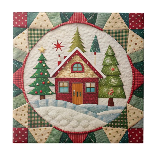 Vintage Christmas Ceramic Tile Fliese (Vorderseite)