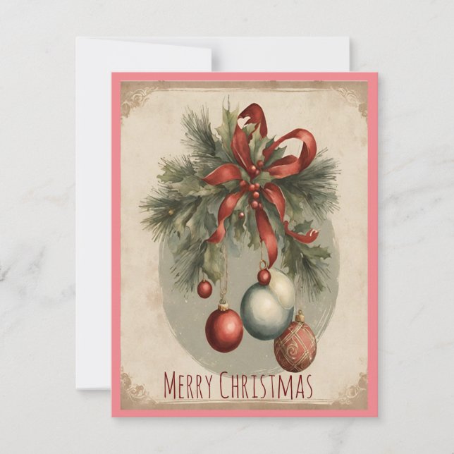 Vintage Christmas Charm Einladung (Vorderseite)