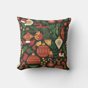 Vintage Christmas Cheer Pattern Kissen