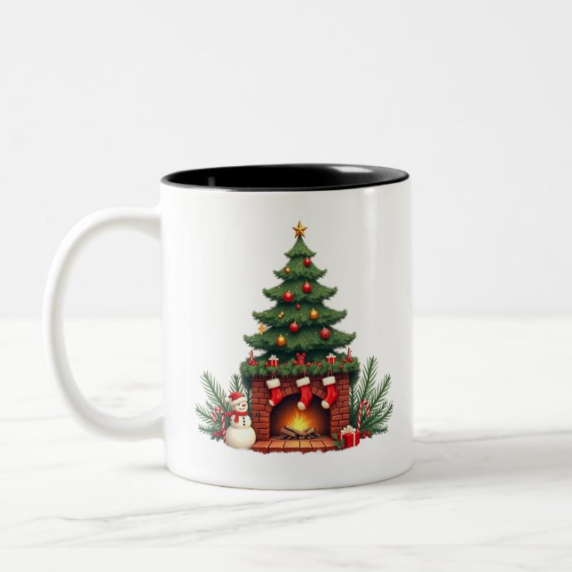 Vintage Christmas Cheer Zweifarbige Tasse (Links)