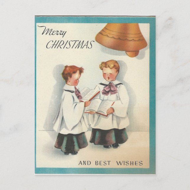 Vintage Christmas Choir Boys Feiertagspostkarte (Vorderseite)