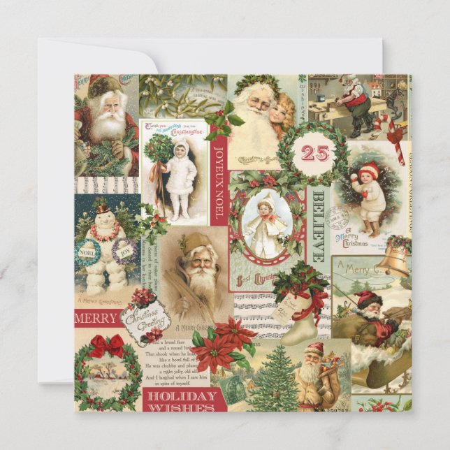 VINTAGE CHRISTMAS COLLAGE FEIERTAGSKARTE (Vorderseite)