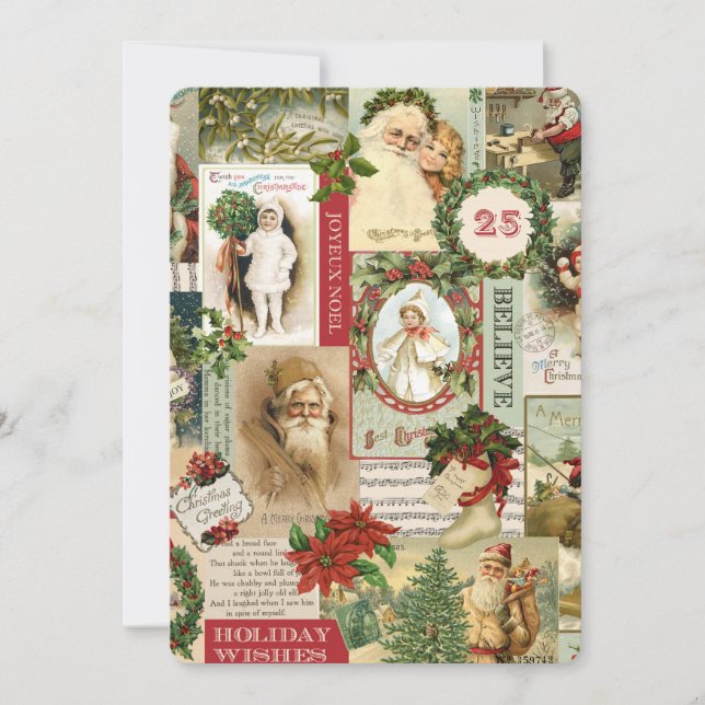 VINTAGE CHRISTMAS COLLAGE FEIERTAGSKARTE (Vorderseite)