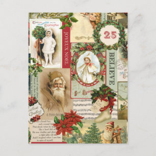 VINTAGE CHRISTMAS COLLAGE FEIERTAGSPOSTKARTE