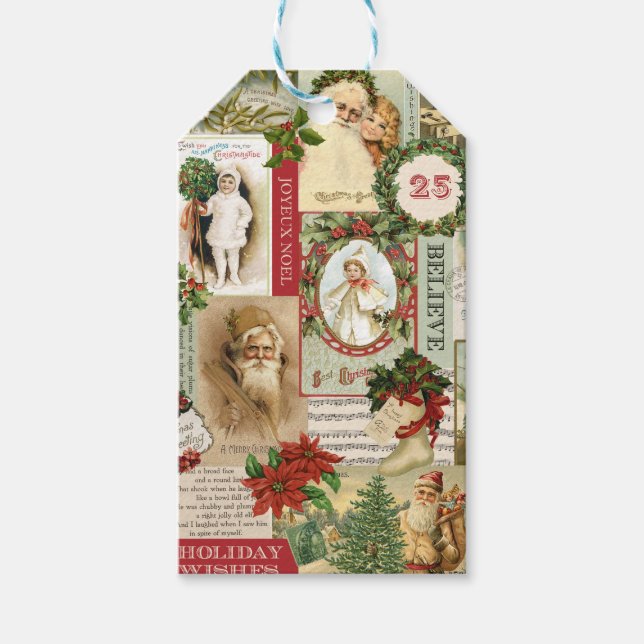 VINTAGE CHRISTMAS COLLAGE GESCHENKANHÄNGER (Vorderseite)