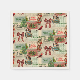 Vintage Christmas Collage Serviette