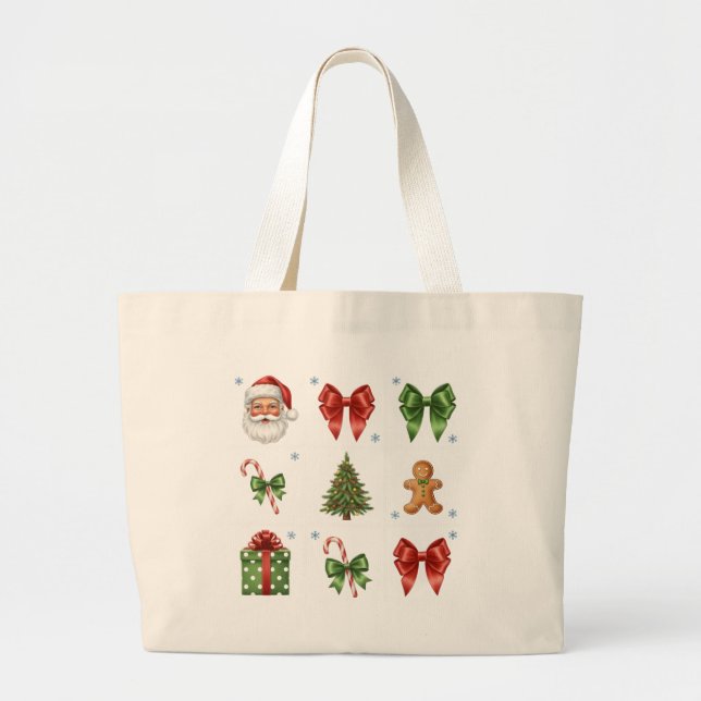 Vintage Christmas Collage Tote Bag Jumbo Stoffbeutel (Vorne)