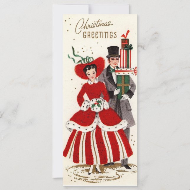 Vintage Christmas Couple Feiertagskarte (Vorderseite)