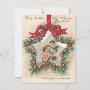Vintage Christmas Couple Lovers Feiertagskarte
