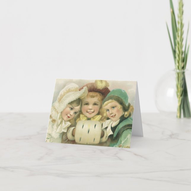 Vintage Christmas Danke Feiertagskarte (Vorderseite)