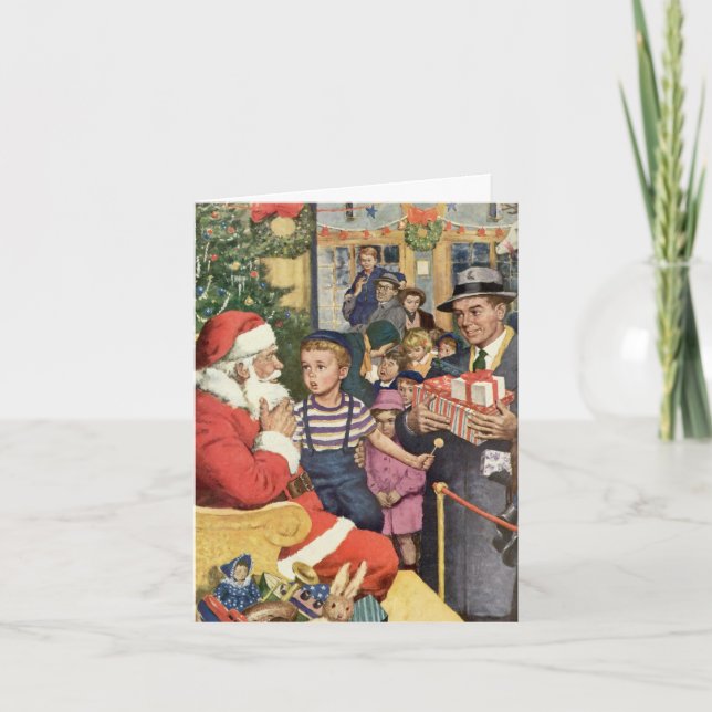 Vintage Christmas Danke Feiertagskarte (Vorderseite)