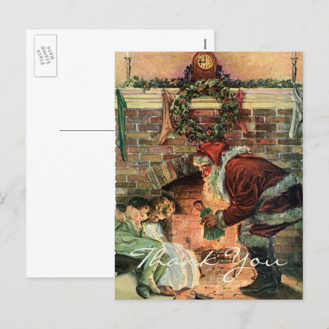 Vintage Christmas Danke Feiertagspostkarte (Vorne/Hinten)