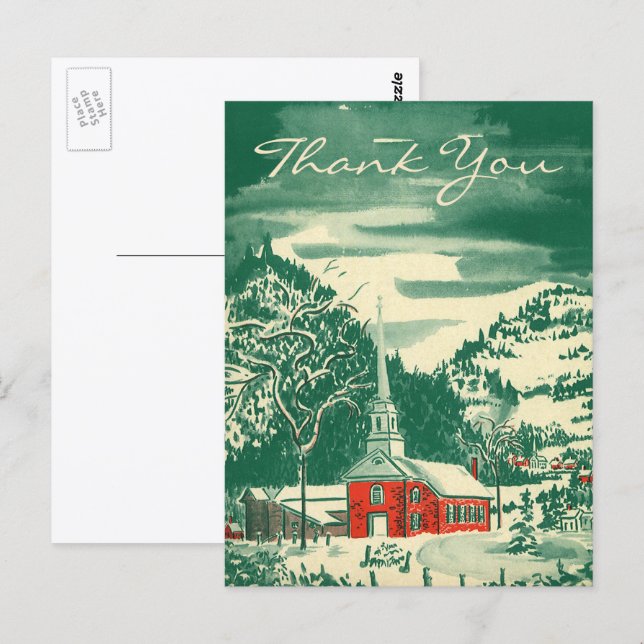 Vintage Christmas Danke Postkarte (Vorne/Hinten)