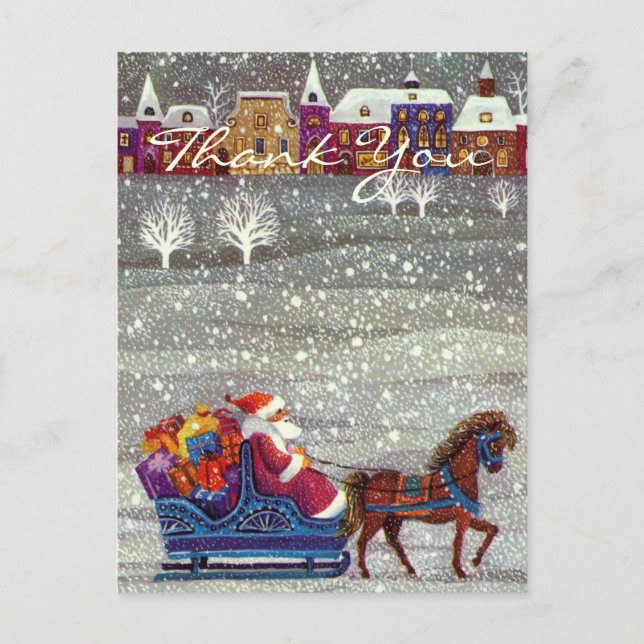 Vintage Christmas Danke Postkarte (Vorderseite)