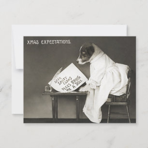 Vintage Christmas Dog Welpe Spaß Karte