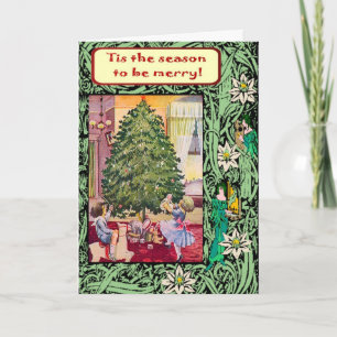 Vintage Christmas, Edwardian children Feiertagskarte