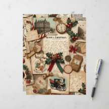 Vintage Christmas Ephemera Scrapbook Paper