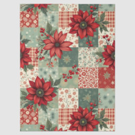 Vintage Christmas Floral Quilt Pattern Decoupage  Seidenpapier