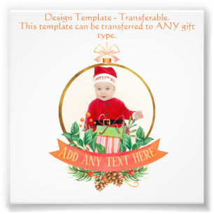 Vintage Christmas FOTO Bauble Custom Template