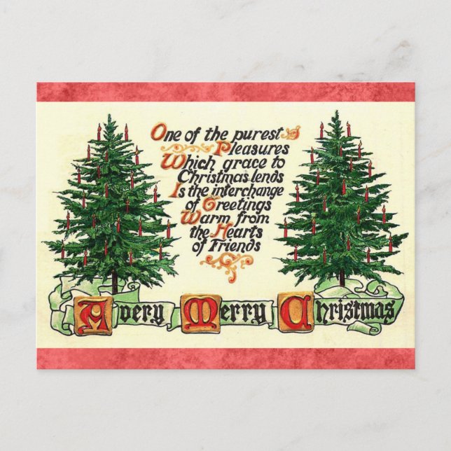 Vintage Christmas Friends Freundschaftsgrüße Postkarte (Vorderseite)