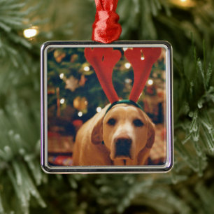 Vintage Christmas Gelbe Labrador Dog Ornament Aus Metall