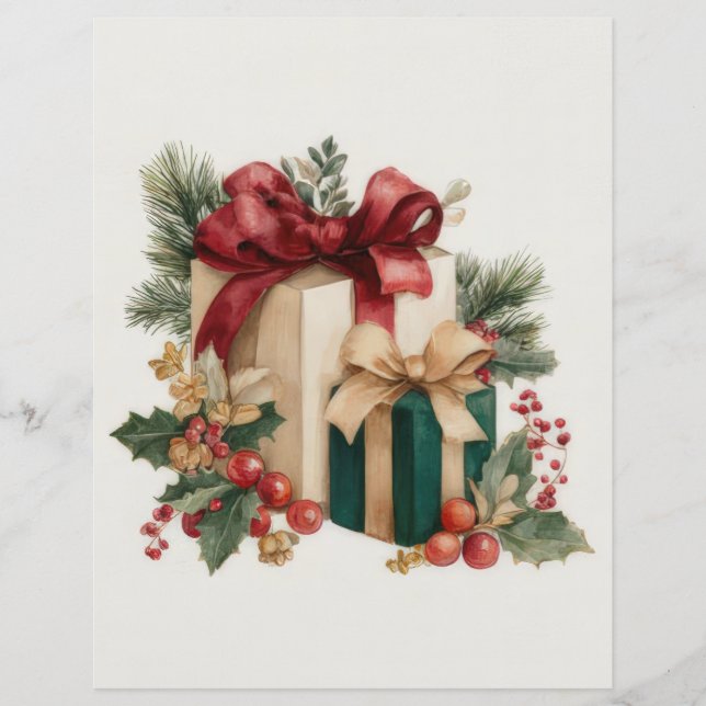 Vintage Christmas Gifts Scrapbook Paper (Vorderseite)