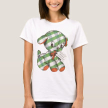 Vintage Christmas Gingham Puppy Dog Stufftier
