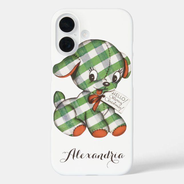 Vintage Christmas Gingham Puppy Dog Stufftier title_seo2 (Rückseite)