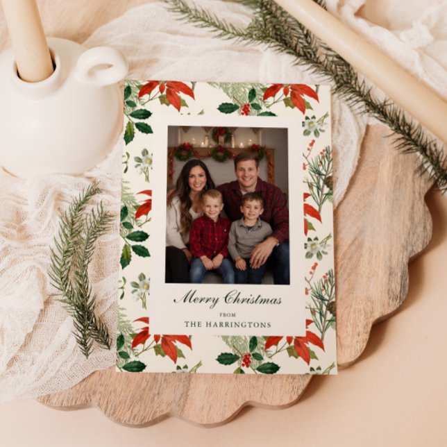 Vintage Christmas Greenery Pattern Feiertagskarte (Von Creator hochgeladen)