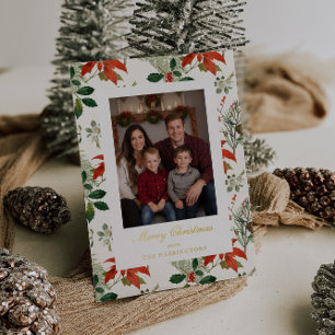 Vintage Christmas Greenery Pattern Folien Feiertagskarte