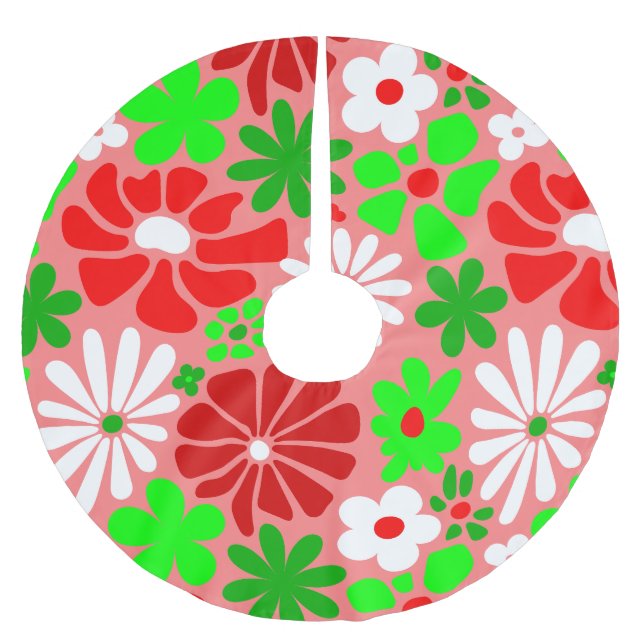 vintage christmas groovy 1960s floral polyester weihnachtsbaumdecke (Vorderseite)