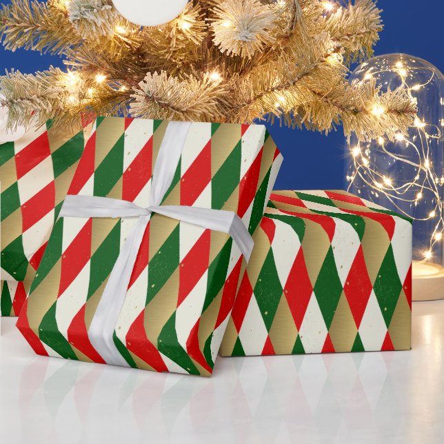 Vintage Christmas Harlequin Diamonds Geschenkpapier (Feiertage)