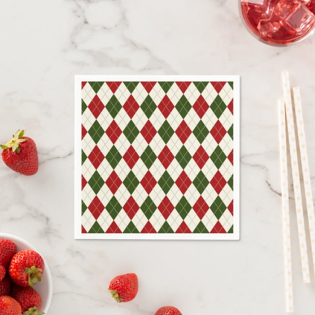 Vintage Christmas Harlequin Kariert | Napkin Serviette (Beispiel)