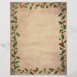 Vintage Christmas Holly enthüllt Schreibpapier