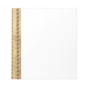 Vintage Christmas Holly Stripes Notizblock