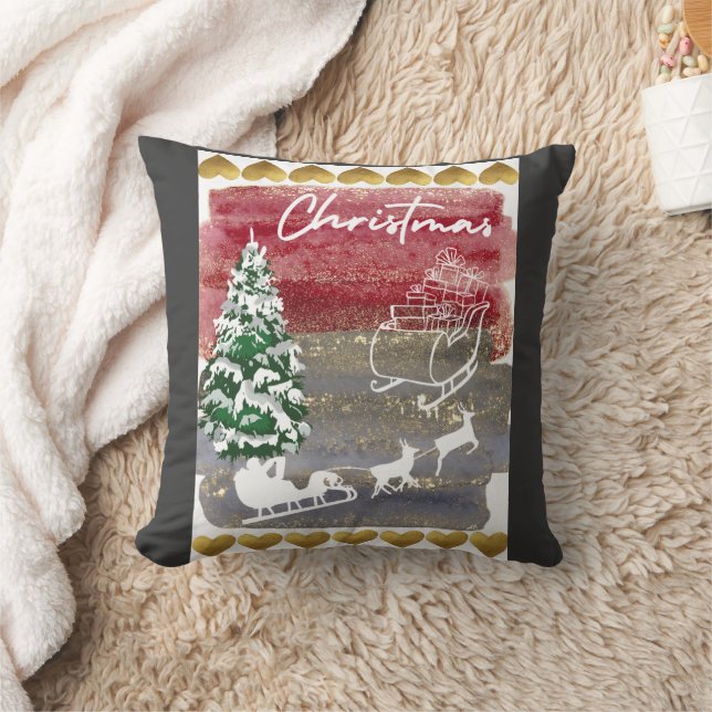 Vintage Christmas House Flag  Kissen (Decke)