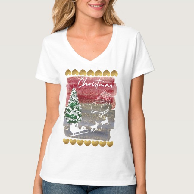 Vintage Christmas House Flag  T-Shirt (Vorderseite)